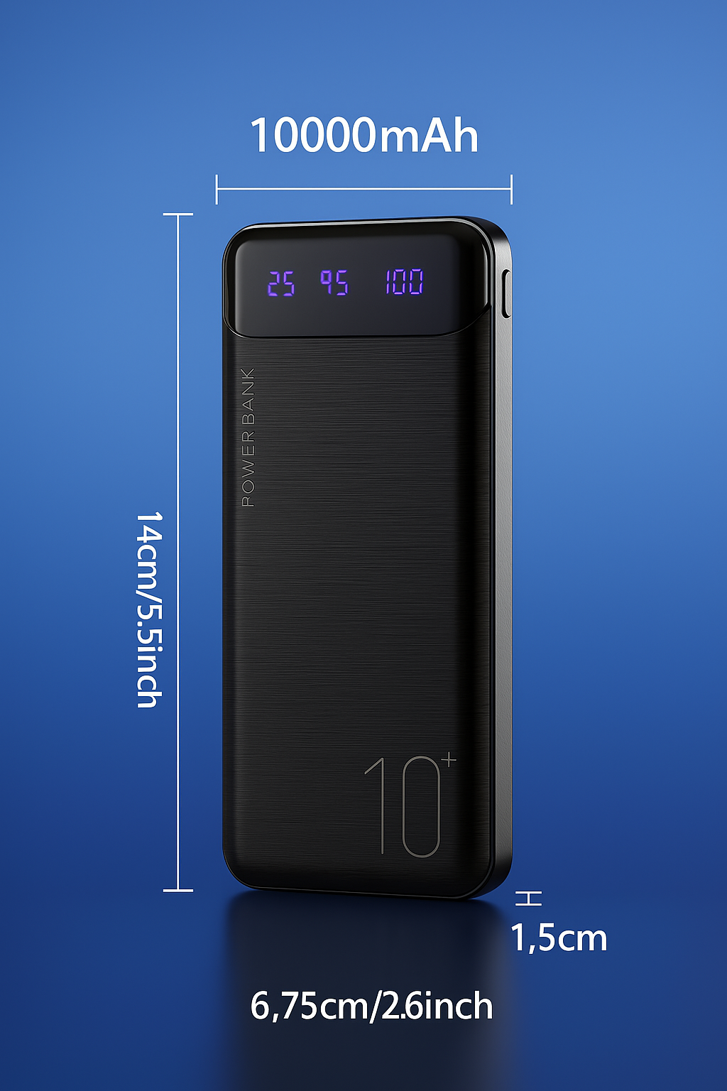 10000mAh Portable Power Bank ā Dual USB Output, Fast Charging 5V/2.1A USB Charger with LED Digital Display, Type-C/Micro Input ā Compatible with iOS & Android Devices