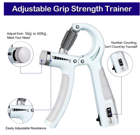 5-60kg Adjustable Hand Grip Strengthener with Counter – Hand Grip Trainer for Muscle Building, Wrist & Forearm Exerciser, Finger Strength Training