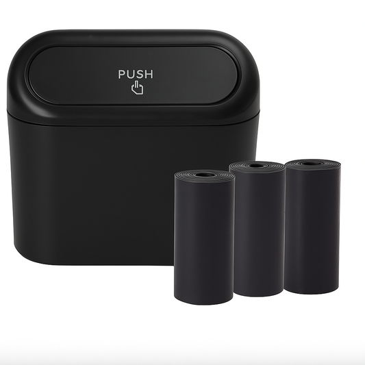 Car Trash Can with Lid – Mini Leak-Proof Car Bin with 60/300 Garbage Bags | Small Portable Auto Accessories for Interior Cleaning