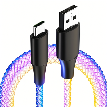 MAX 66W USB Type-C Super Fast Charging Cable – RGB Breathing Luminous Gradient Light Data Cable 6A for Xiaomi 14/13/12/11, Huawei Mate 40, Samsung S24/S23/S22, OPPO & Android Phones – Fast Car Charger & Data Transfer Line