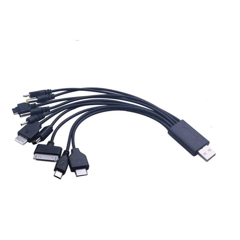 10In1 USB to Multi-ports USB Cable Universal Phone Charging Cable Multi-head Charging Cable Cord For Samsung Nokia Phone Charger