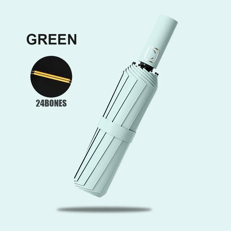 Large 24 Bone Solid Color Automatic Umbrella Light Collapsible Large Format Outdoor Sunshade UV Protection Automatic Umbrella