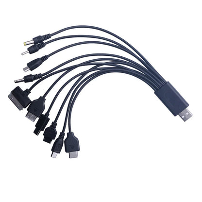 10In1 USB to Multi-ports USB Cable Universal Phone Charging Cable Multi-head Charging Cable Cord For Samsung Nokia Phone Charger