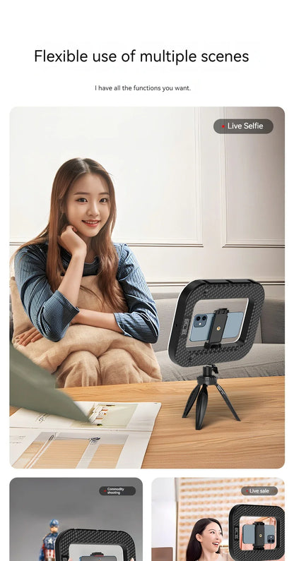 New Handheld Ring LED Rechargeable Fill light Portable Mobile Phone Live Broadcast Photography Desktop Rabbit Cage Selfie Light