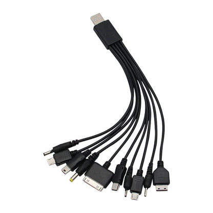 10In1 USB to Multi-ports USB Cable Universal Phone Charging Cable Multi-head Charging Cable Cord For Samsung Nokia Phone Charger
