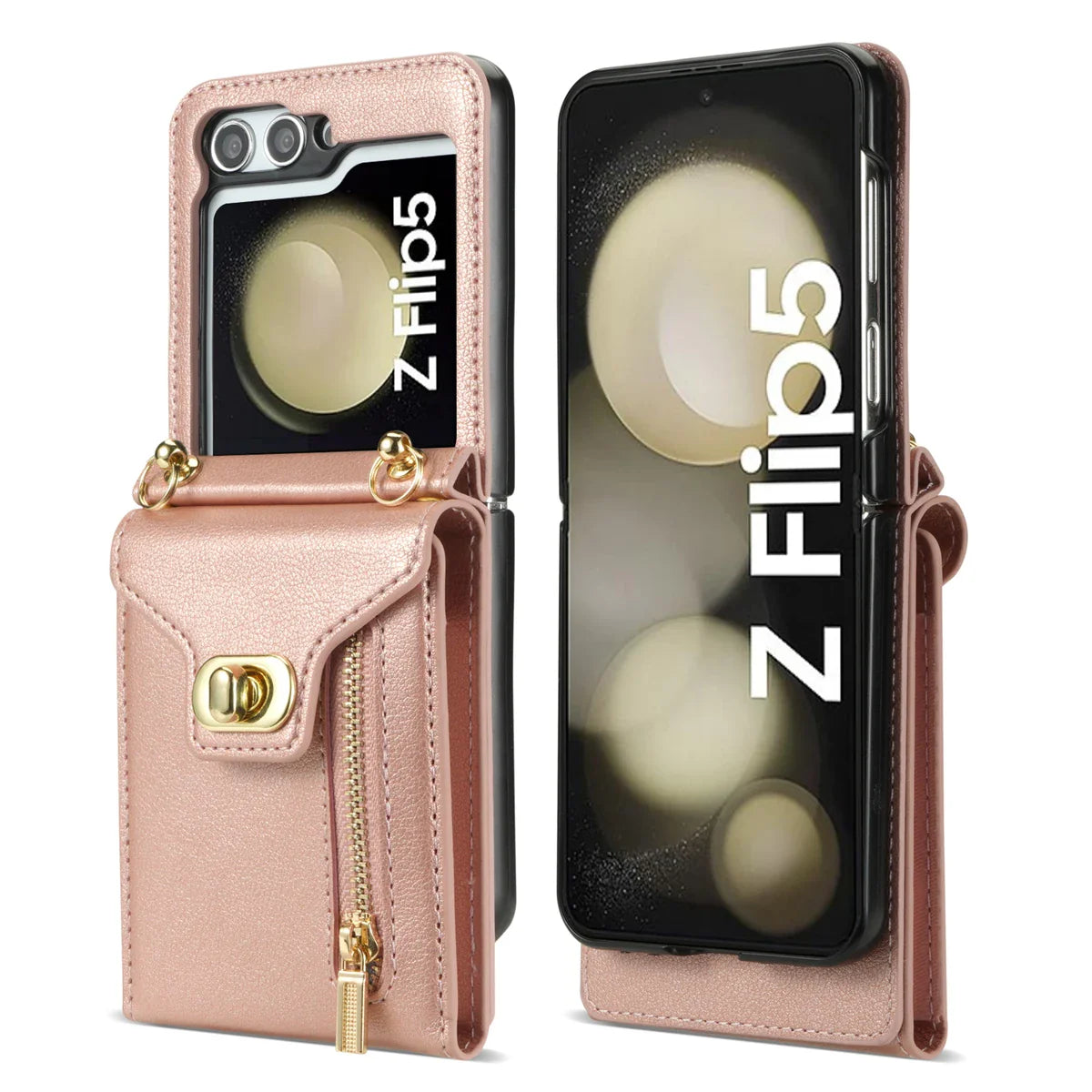 Zipper Wallet Crossbody  Phone Case for Samsung Galaxy Z Flip 6 5 4 3 Flip6 Flip5 Flip4 Flip3 5G with Card Holder Leather Cover