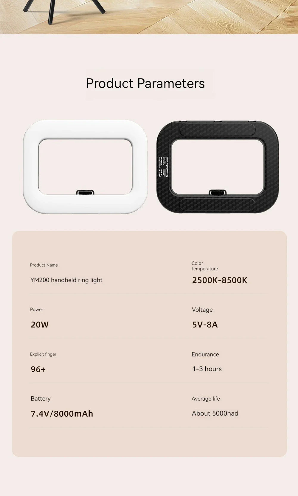 New Handheld Ring LED Rechargeable Fill light Portable Mobile Phone Live Broadcast Photography Desktop Rabbit Cage Selfie Light