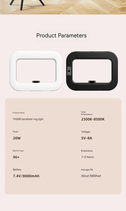 New Handheld Ring LED Rechargeable Fill light Portable Mobile Phone Live Broadcast Photography Desktop Rabbit Cage Selfie Light