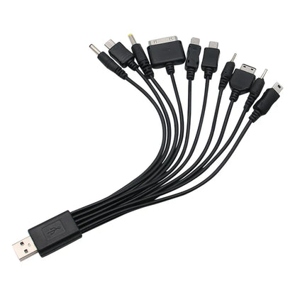 10In1 USB to Multi-ports USB Cable Universal Phone Charging Cable Multi-head Charging Cable Cord For Samsung Nokia Phone Charger