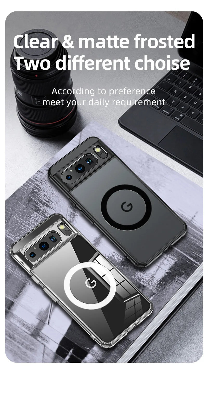 2025 Fashion Magnetic Case For Google Pixel 9 Pro 8 8A 7 10 Dull Polish Wireless Charger Cover Anti-knock Cases For Pixel 9A 7A