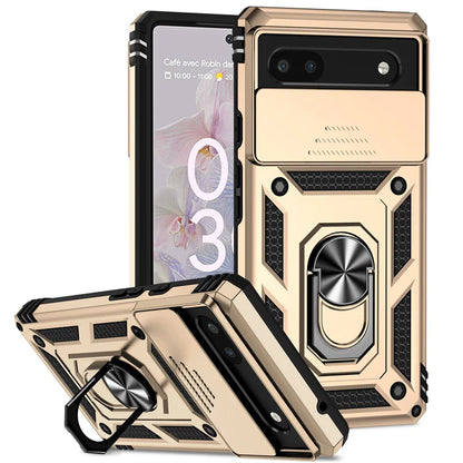 Slide Camera Protect Cover For Google Pixel 6 7 8 Pro Pixel8 Magnetic RIng Holder Shockproof Armor Phone Case For Pixel 6A 7A 8A
