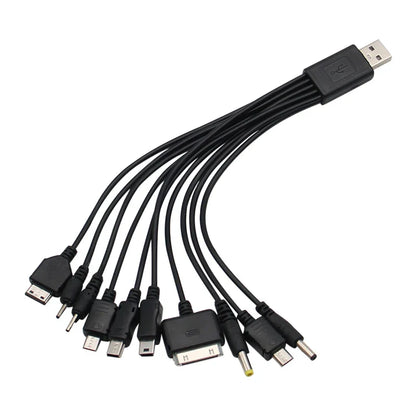 10In1 USB to Multi-ports USB Cable Universal Phone Charging Cable Multi-head Charging Cable Cord For Samsung Nokia Phone Charger